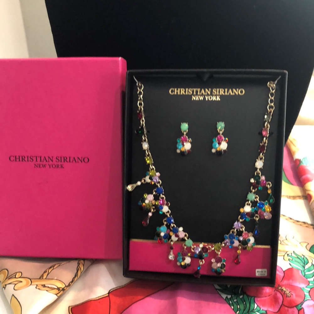 Christian Siriano Multicolor Necklace and Earring Set, NEW